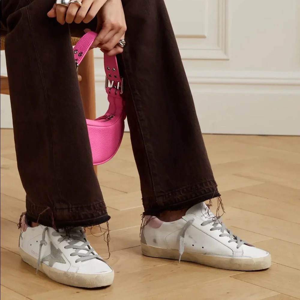 Golden Goose Superstar Sneaker White Leather/Pink Heel/Gray Star sz 38 NIB - Picture 15 of 15